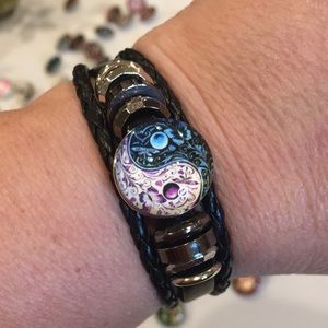 Black Leather Snap Bracelet